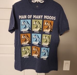 Disney Men's Navy Graphic Tee with Grumpy Design Man Of Many Moods